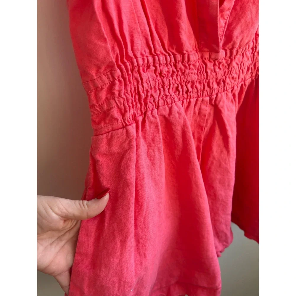 Anthropologie‎ The Somerset Romper Linen Edition small boho vacation festival